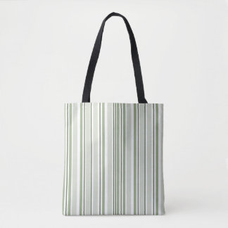 Bolsa Tote Sage Green (Light, Medium, Dark) and White Stripes