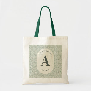 Bolsa Tote Sage Verde Personalizado Monograma Art Déco Elegan