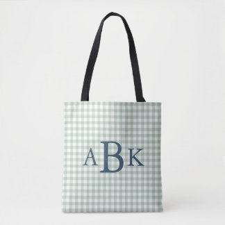 Bolsa Tote Sage Verde Xadrez Monogramado