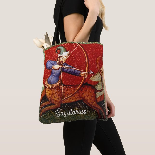 Bolsa Tote Sagitário Horoscópio Zodiac Medieval Todos os Impr (Close Up)