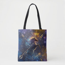 Bolsa Tote Sagitário Símbolo Zodiac Design de Aquarela