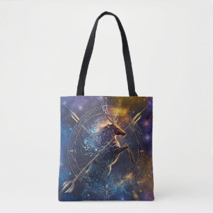 Bolsa Tote Sagitário Símbolo Zodiac Design de Aquarela