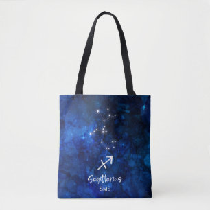 Bolsa Tote Sagittarius Constelação Zodiac Galáxia Monograma