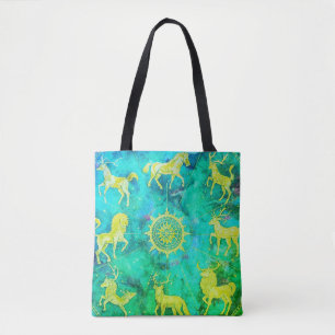 Bolsa Tote Saia com Estilo com Este Verde + Dourado