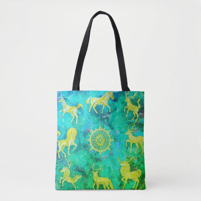 Bolsa Tote Saia com Estilo com Este Verde + Dourado (Frente)
