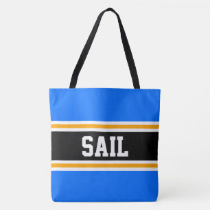 Bolsa Tote SAIL Fun Atlética Azul Brilhante Preto Laranja Lis