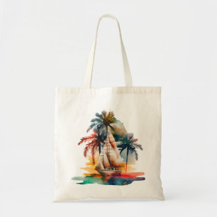 Bolsa Tote Sailboat Tote Bag Colorida de Palma Tropical