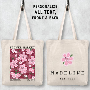 Bolsa Tote Sakura Cherry Blossoms Marcham Nascimento Flower M