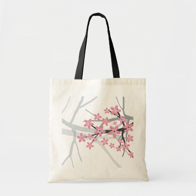 Bolsa Tote Sakura - design floral do saco (Frente)