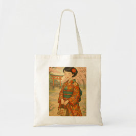 Bolsa Tote Sakura Path - Kimono Girl Tote Bag