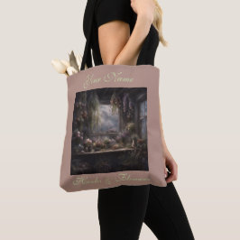 Bolsa Tote Sala de Secagem de Ervas e Flores Rosa e Hortelã