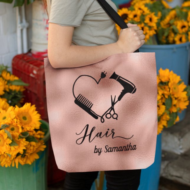 Bolsa Tote Salão de cabeleireiro personalizado em Rose Gold (Criador carregado)