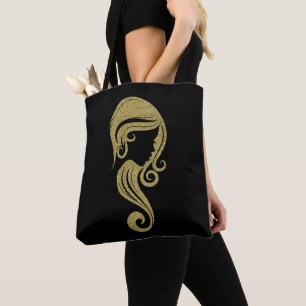 Bolsa Tote Salão de Cabelo e Maquiagem Chic Gold Glitter Beau