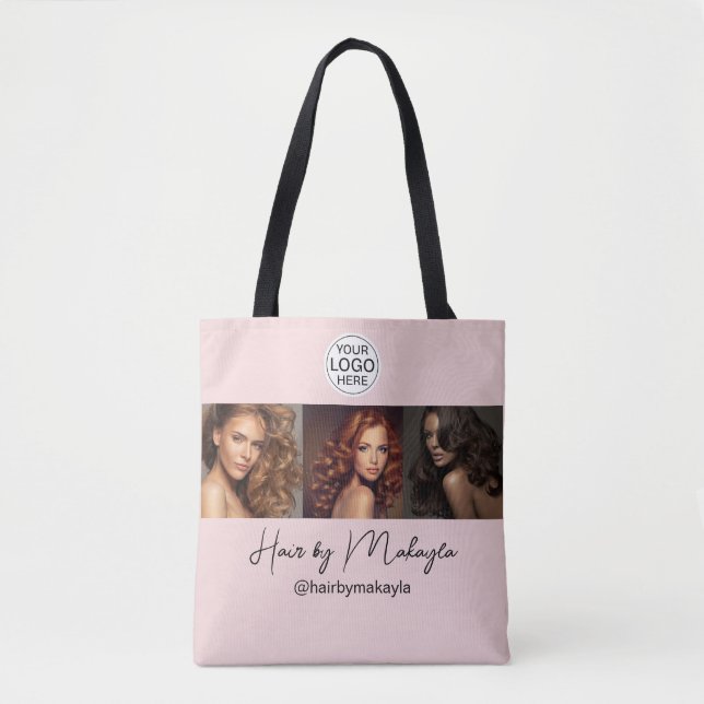 Bolsa Tote Salão de Cabelo Foto Logo Roscado em Script (Frente)