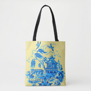 Bolsa Tote Salgueiro azul China na sacola do amarelo de