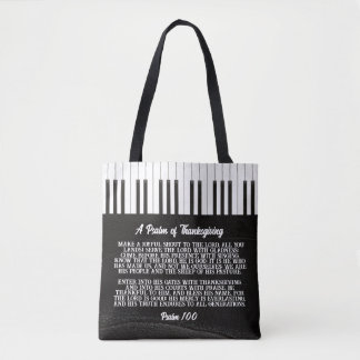 Bolsa Tote Salm 100 com a imagem da chave de piano - Preto e