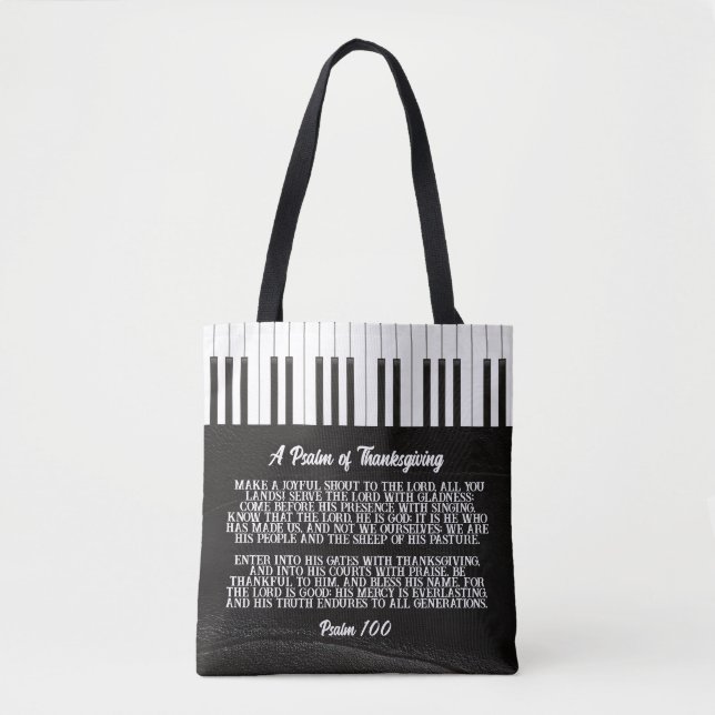Bolsa Tote Salm 100 com a imagem da chave de piano - Preto e  (Frente)