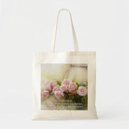 Bolsa Tote Salm 147:11, Bíblia Verse, Cesto de Rosas Rosa,