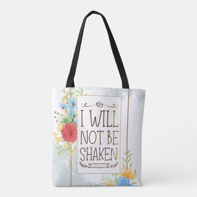 Bolsa Tote Salm 16 8 Não serei Shaken Bíblia Christian (Verso)