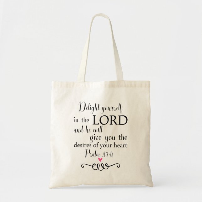 Bolsa Tote Salm 37:4 Bíblia Verso Christian Faith Tote Bag (Frente)