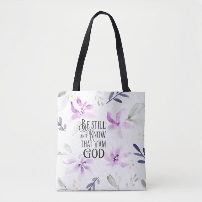 Bolsa Tote Salm 46:10 Fique quieto e saiba que eu sou DEUS (Frente)