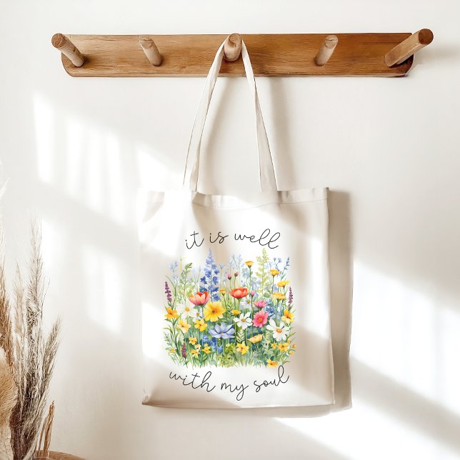 Bolsa Tote Salm 46 Bíblia Christian Wildflower (Criador carregado)