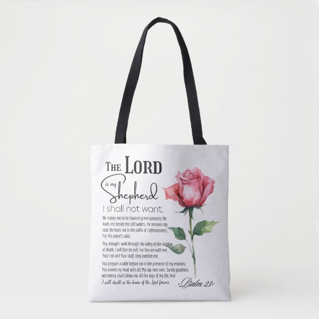 Bolsa Tote Salmo 23 O Senhor é a minha Flor Pastora (Frente)