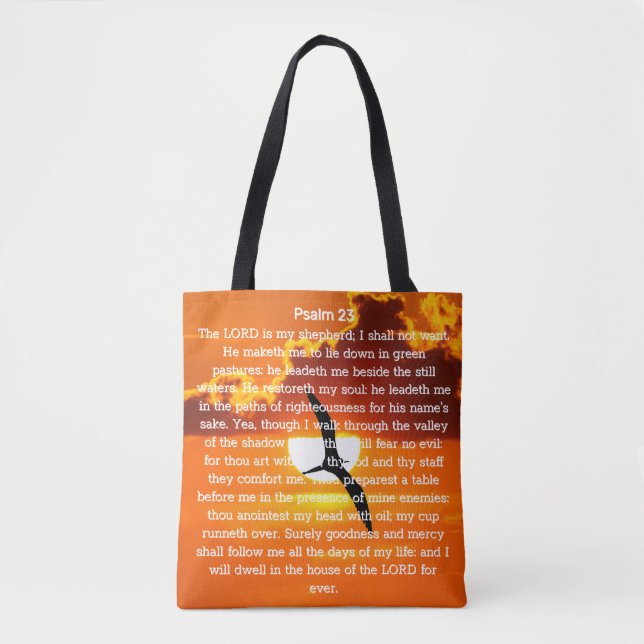 Bolsa Tote Salmo 23 Pôr do Sol Laranja Gaivota (Frente)