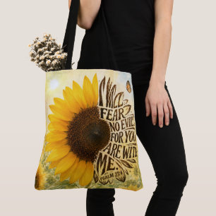 Bolsa Tote Salmo 23 Versículo 4 em Girassol