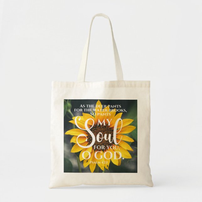 Bolsa Tote Salmo 42:1 Como Deer Pants Sunflower Christian (Frente)