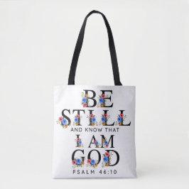 Bolsa Tote Salmo 46:10 Fique Parado e Conheça Letras Florais