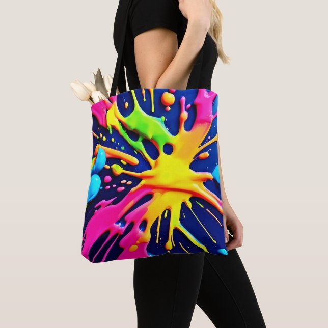 Bolsa Tote Salpicos de Neon Vibrante (Close Up)