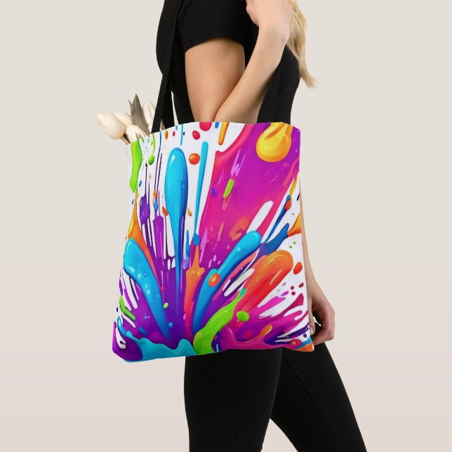 Bolsa Tote Salpicos de Tinta Líquida Colorida (Close Up)