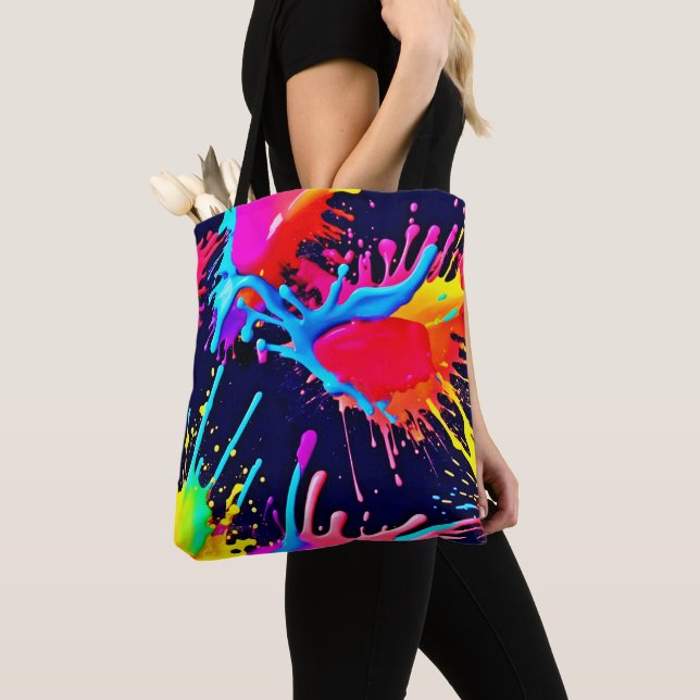 Bolsa Tote Salpicos Elétricos de Cores Vibrantes (Close Up)