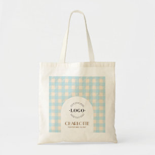 Bolsa Tote Salsa Gingham Logotipo Preppy Personalizado Negóci