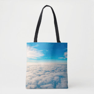 Bolsa Tote Salto acima das nuvens da janela do avião
