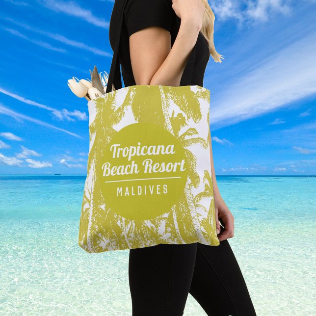 Bolsa Tote Salto de praia tropical com Design de palmeiras (Criador carregado)