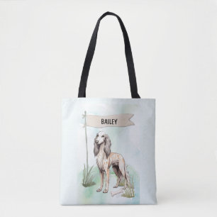 Bolsa Tote Saluki Aquarela Cachorro Personalizado