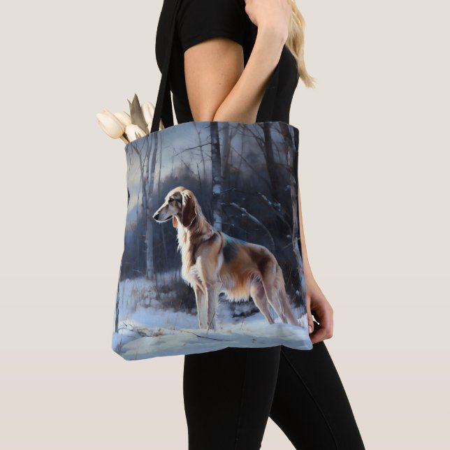 Bolsa Tote Saluki Deixe-o nevar no Natal (Close Up)