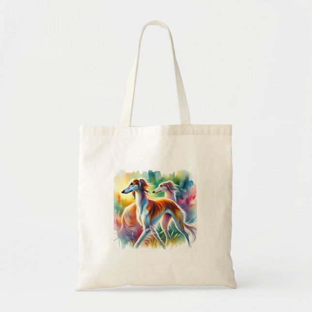Bolsa Tote Saluki Dog 090724AREF103 - Watercolor (Frente)