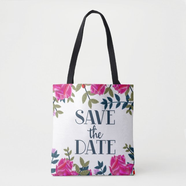 Bolsa Tote Salve a Data Rosas e Pétalas. (Frente)