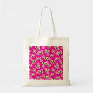 Bolsa Tote Salve as abelhas em fundo floral rosa
