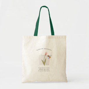 Bolsa Tote Salve as abelhas   Monograma Floral Por Aquarela