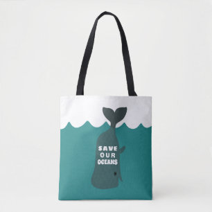 Bolsa Tote Salve nossa baleia de arte ambiental dos oceanos