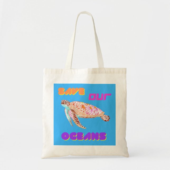 Bolsa Tote Salve nossa tartaruga oceânica (Frente)