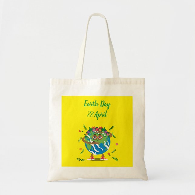 Bolsa Tote Salve o Dia da Terra Verde (Frente)