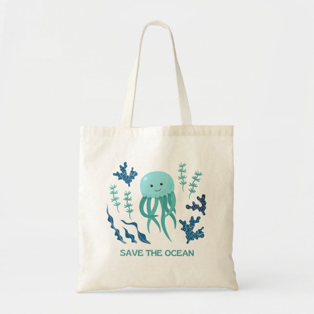Bolsa Tote Salve o oceano  (Frente)