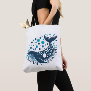 Bolsa Tote Salve o trabalho de arte de baleias planetárias pa