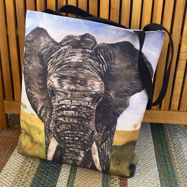 Bolsa Tote Salve os Elefantes - Pintura Animal Africano (Criador carregado)