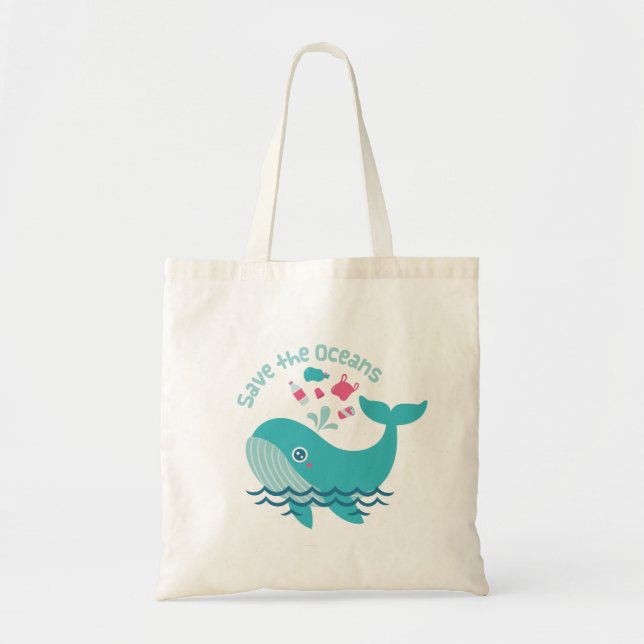 Bolsa Tote Salve os oceanos para a baleia (Frente)